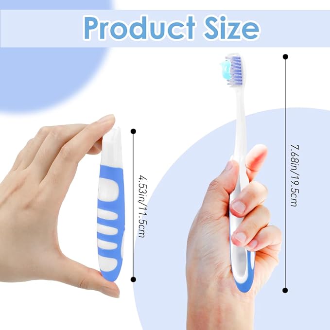 Travel Toothbrush, 4PCS Portable Travel Toothbrush Set,Mini Tooth Brush Built in Cover Soft Travels Size Folding Toothbrushs Individually Wrapped ToothBrushes for Adults Kids Hiking Camping Traveling
