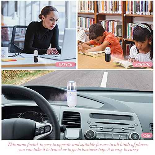 Honoson 2 Nano Facial Mister Sprayer Portable Face Nano Mister for Eyelash Extensions USB Rechargeable 1 oz Handy Skin Care Machine for Face Hydrating, Daily Makeup(Black and White)