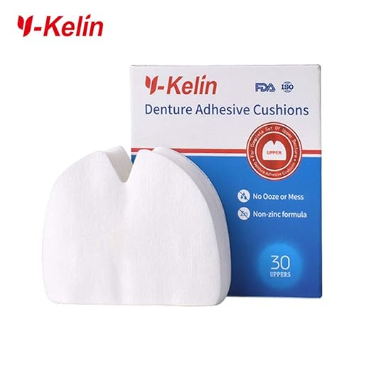 Y-Kelin Denture Adhesive Cushions, Upper Adhesive-Free Denture Pads for Sore Gums, 30 Pads*2 (60 Strips)