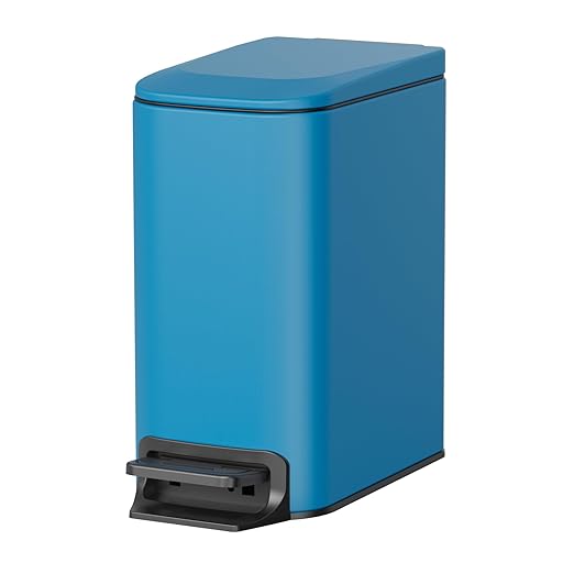 Cesun Small Bathroom Trash Can with Lid Soft Close, Step Pedal, 6 Liter / 1.6 Gallon Stainless Steel Garbage Can with Removable Inner Bucket, Anti-Fingerprint Finish (Blue)