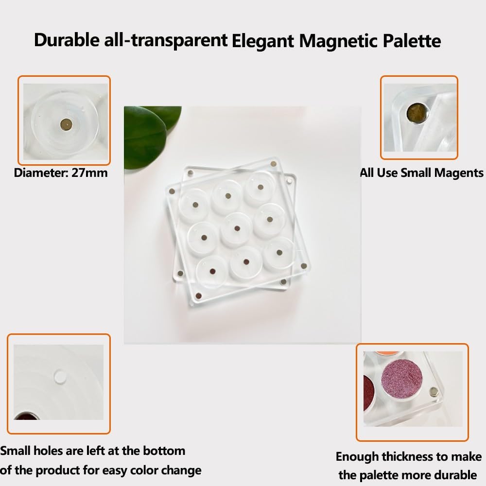 UDTIP New Empty Acrylic DIY Your Own Magnetic Eyeshadow Palette All Transparent Elegant Eye Shadow Makeup Palette Make-up mixing palettes sold empty 26mm*9 holes
