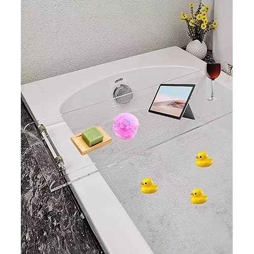 WANLIAN 33-Inch Luxury Bathtub Caddy Tray for Bathroom - Shower Storage Organizer Shelf With Silver Handles