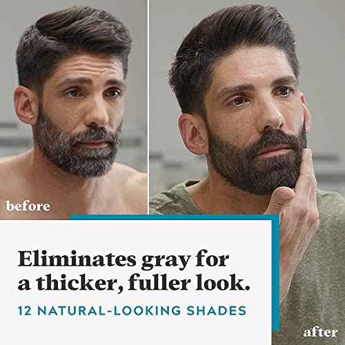 Just For Men Mustache & Beard, Beard Coloring for Gray Hair with Brush, With Keratin Biotin Aloe and Coconut Oil for Healthy Facial Hair - Jet Black, M-60, Pack of 1 (Packaging May Vary)