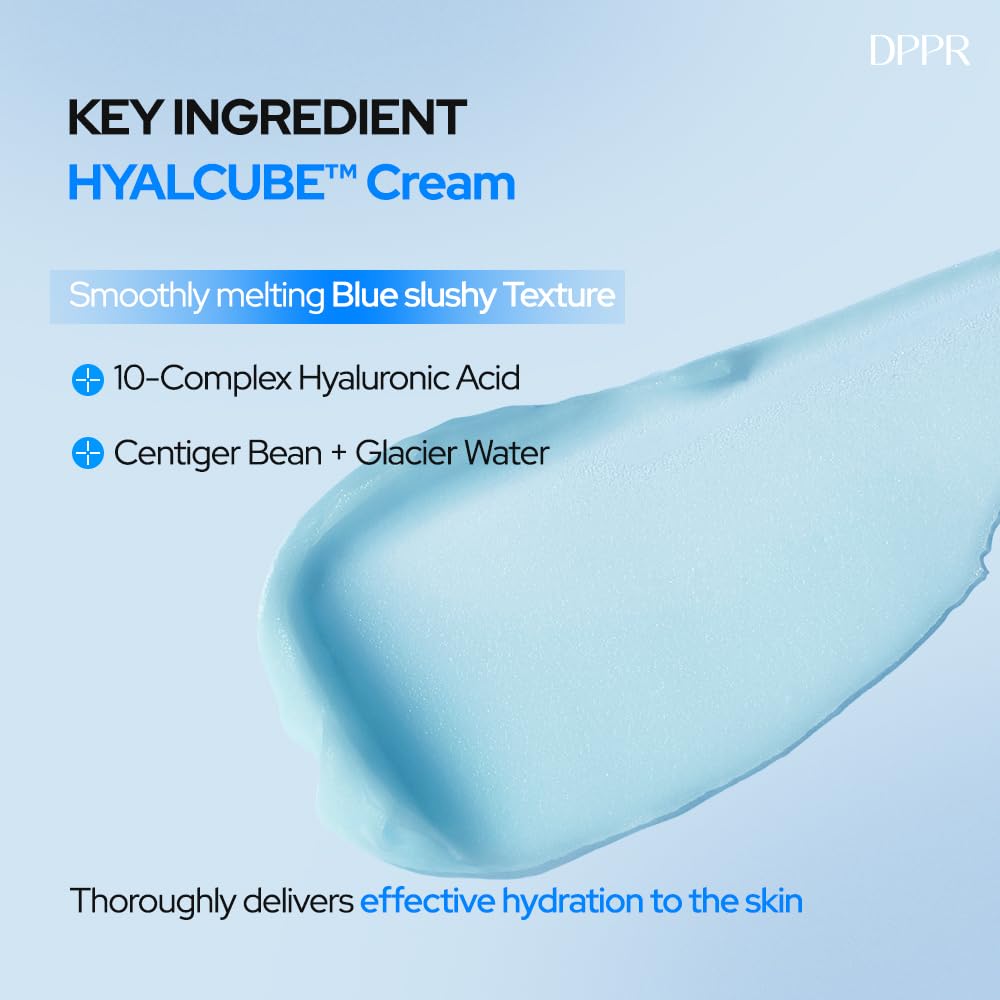 DPPR HYALCUBE Flooding Cream, Korean Skincare, Face Moisturizer, Cream for All Skin Type, Glass Skin care, Deep Moisturizing & Soothing, Glowy Skin, Hyaluronic Acid, Paraben free(3.38 fl. oz / 100ml)