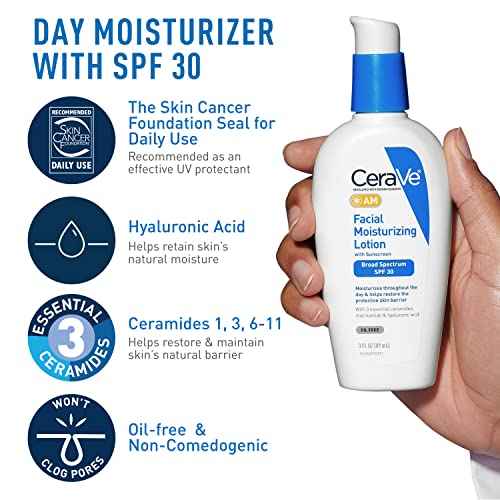 CeraVe AM Face Moisturizer with SPF, PM Face Moisturizer & Hydrating Face Wash Skin Care Routine for Morning & Night | Travel Size Toiletries | 3oz Lotion + 3oz Lotion + 3oz Cleanser