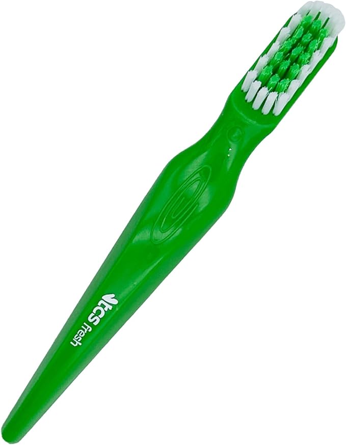 Soft Bristle Denture Brushes (Pack of 6) Dual Head Denture Brush for Dental Appliances - Dental Brush with Handle and Two Heads for Dentures, Retainers, Partial Dentures, Aligners, Mouthguards