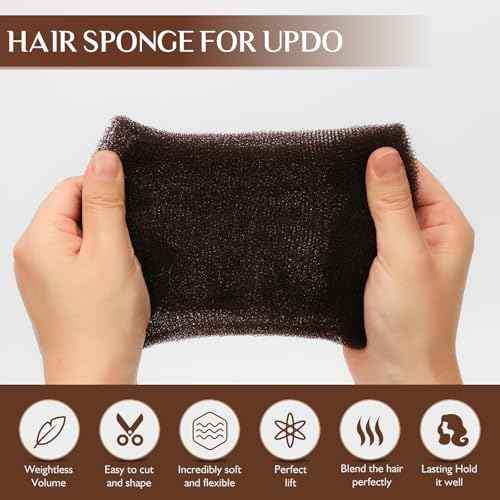 Hair Sponge for Updo,Hair Filler, Hair Donuts for Updos,Volume Hair Bumps Tool, Hair Padding,Dark Brown