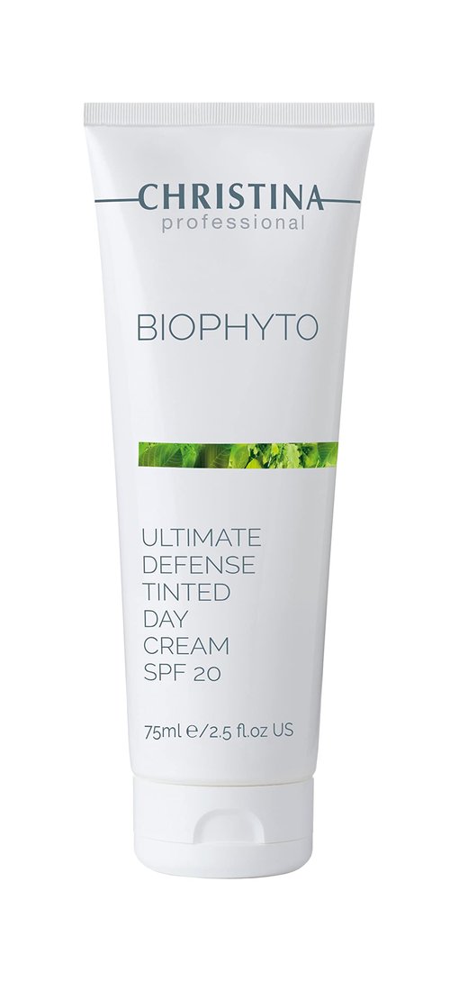 Christina Bio Phyto Tinted Day Cream with SPF 20 & Hyaluronic Acid | Hydrating Face Moisturizer with Tinted Pigments, Vitamin B9/B12, Green Tea Extract | Cream for Face with UVA/UVB Protection 75ml