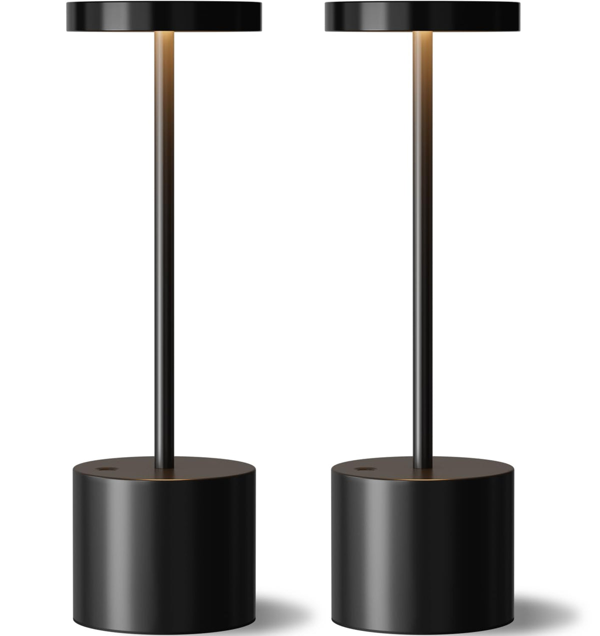Rechargeable Cordless Table Lamp, 4000mAh Battery Operated, Black, 2 Pack