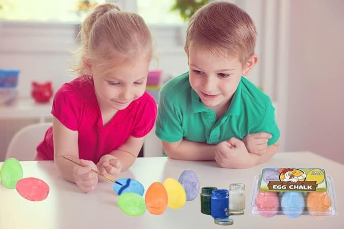 24-Pack Easter Egg Chalk, Sidewalk Chalk for Kids, Easter Basket Stuffers Gifts Fillers, Perfect For Easter Egg Hunt, Party Favors, 2.5" Inch
