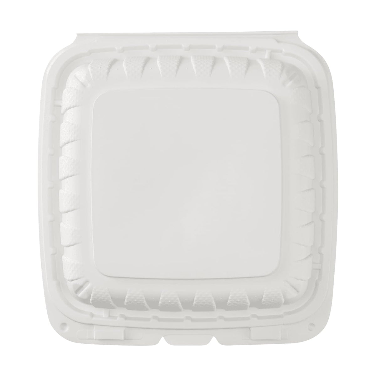 KARAT EARTH Clamshell Take Out Food Containers [8"x8" - 200 ct] To Go Containers | Microwavable, Freezer Safe, Soak-Resistant, Durable, Stackable | Vented for Hot/Cold Foods, White