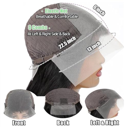 13x6 Deep Wave Lace Front Wigs Human Hair 200 Density HD Lace Front Wigs Human Hair Glueless Deep Curly Wig Frontal Wigs Human Hair Pre Plucked for Women 24inch