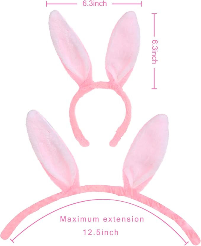 HANSGO 6PCS Easter Bunny Ears Headband, Cute Colorful Bunny Hairbands for Easter Party Dressup Party Favor