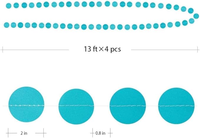 Cheerland Mermaid Party Decorations Under The Sea Party Garlands Blue Birthday Decor Circle Garland Glitter Ice Blue Streamer Baby Shower Kids Summer Beach Backdrop Ceiling Hanging Dot Decor 52ft