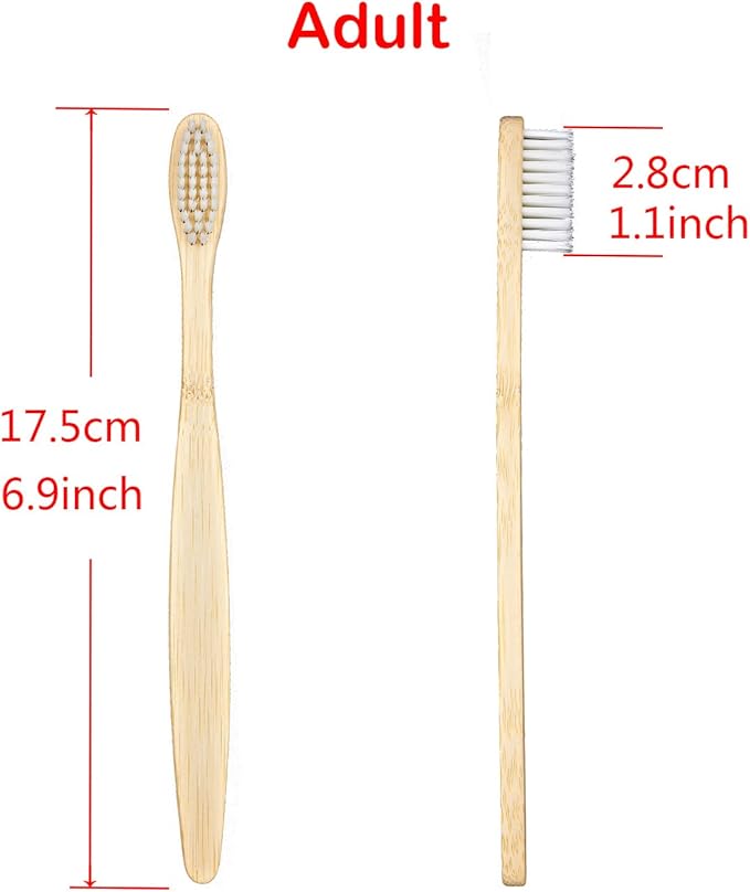 SEVENHEAD Bamboo Toothbrushes for Adults & Kids - Family Set 6+4 PCS, Soft Bristles, Natural Biodegradable BPA Free Eco-Friendly Wooden Toothbrush, White