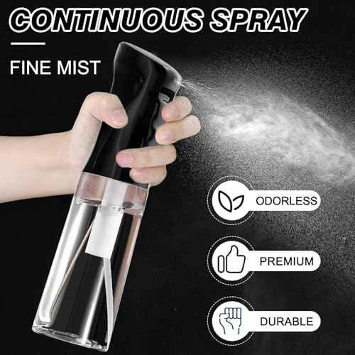 IMPORX Continuous Spray Bottle for Hair (10.1oz/300ml) 2 Pack Home Essentials Spray Bottles For Cleaning Empty Ultra Fine Water Mister Sprayer For Hairstyling Garden Plants Curly Hair Perfume Etc