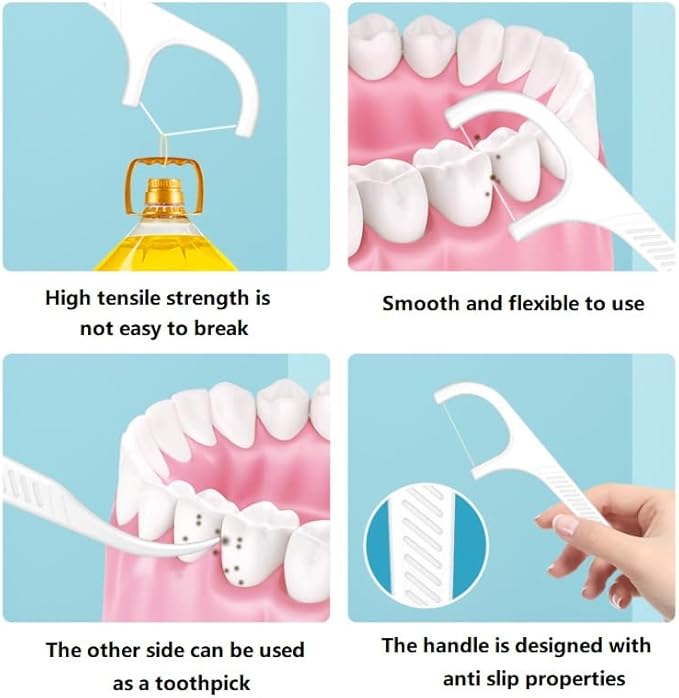 Fruit Flavored Floss，toothpicks，Cleaning Teeth，Ultra-fine Dental Floss Stick, Fight Tooth Decay and Keep Your Teeth Clean，Teeth Cleaning Tool (200 Pieces (Boxed/Double line), Mixed Flavors)