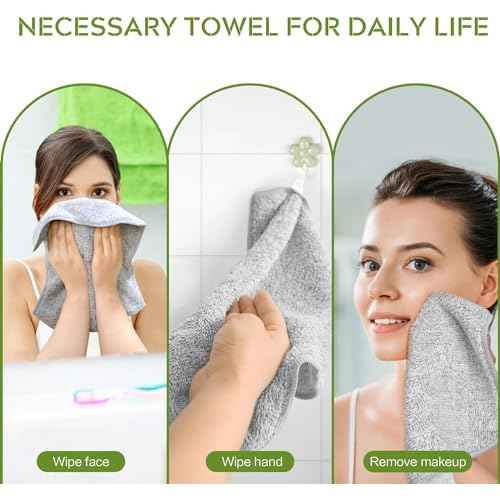 SINLAND Microfiber Face Towels Ultra Soft Facial Washcloths Face Cloth for Bath 12Inch x 12Inch 6 Pack Grey