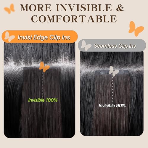 Clip in Hair Extensions Long Straight, 100% Real Human Hair,No Tangle & Smooth,120g, 18 Inch,#30 Light Auburn