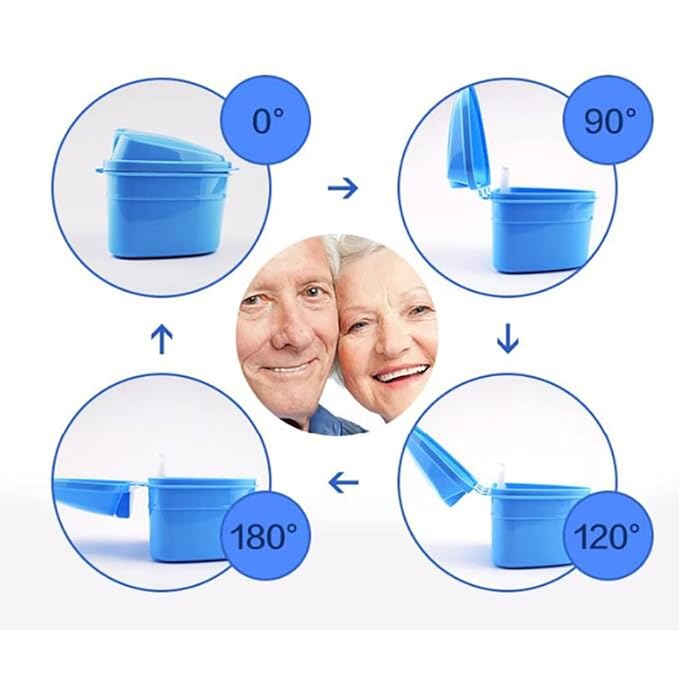 1PC Strong Denture Box With Simple Retrieval Tab Denture Bath Case False Teeth Storage Premium Mouth Guard Box Perfect To Safe Guard Dentures And Valuables(Blue)
