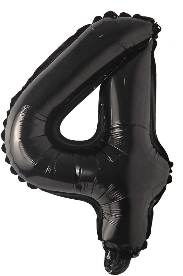 Black 28 inch Letter Balloons Alphabet Number Balloons Foil Mylar Party Wedding Bachelorette Birthday Bridal Baby Shower Graduation Anniversary Celebration Decoration (Can not Float) (28 inch Black 4)