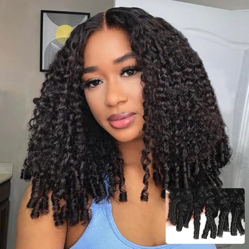 V Part Wigs Human Hair Burmese Curly Glueless Wig Human Hair 200% Density Wet And Wavy Water Wave V Part Wig With Drawstring And Spiral End Beginner Friendly Blend Curly Natural Black