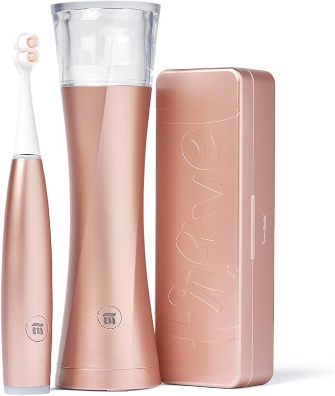 SuperMouth ULTIM8 SmartBrush™ System – Electric Toothbrush with Patented SuperBristles®, Sanitizing SmartHub®, Travel SmartCase®, Dual Sonic Modes, and Pressure Sensor – Rose Gold