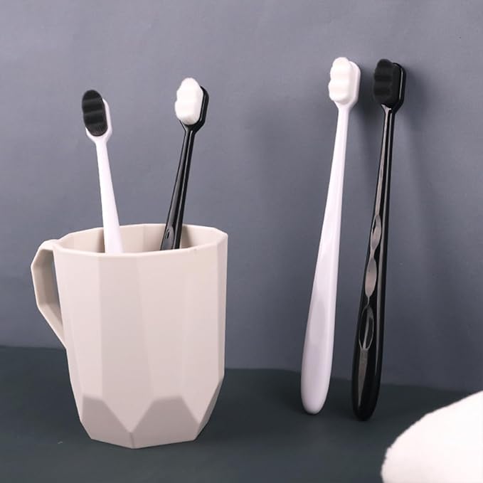 2PCS Wave Bristle Plastic Handle Toothbrushes Portable Travel for Home Camping Lightweight Soft Manual Brushes with Comfortable Grip