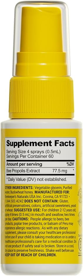Kids Propolis Throat Spray - Natural Immune Support & Sore Throat Relief - by BEEKEEPER'S NATURALS - Has Antioxidants & Gluten-Free (1.06 oz) Pack of 1 (Kids)