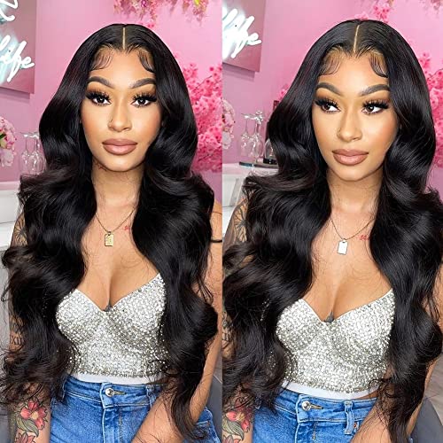 Aopusi Bundles with Closure Body Wave Bundles with Closure Weaves 4¡¿4 Free Part Lace Closure with 3 Bundles 100% Brazilian Virgin Remy Human Hair 150% Density Natural Color (14 16 18+12 Inch)