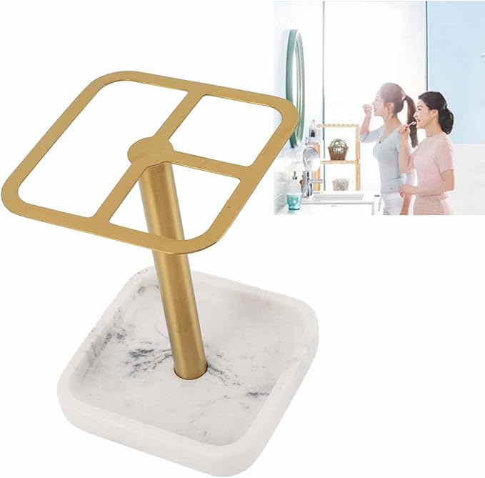304 Stainless Steel Toothbrush Holder, Bathroom Toothpaste Storage Stand, Rustproof Metal Toothbrush Organizer Stand, 3 Slots Space Saving Toothpaste Organizer for Bathroom(Gold)
