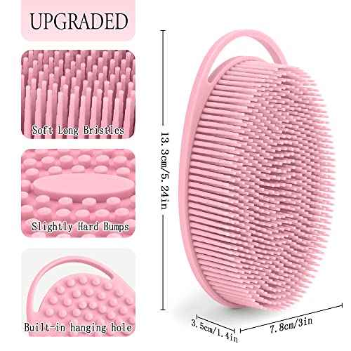 3 Pack Silicone Body Scrubber, Exfoliating Soft Loofah, Scrubber Fit for Sensitive and All Kinds of Skin, Clean Sanitary, Rapid Foaming Black+blue+pink
