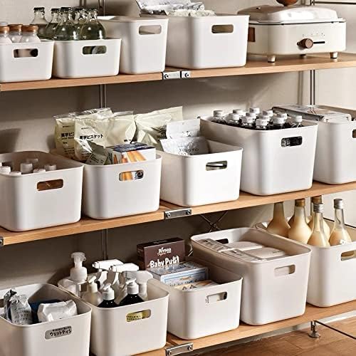 Amyup Plastic Storage Bins,Versatile Kitchen Pantry Organization and Storage,for Plastic Storage Container Under Bed,Under Sink Bathroom Organizer (1 Pack Medium, White)