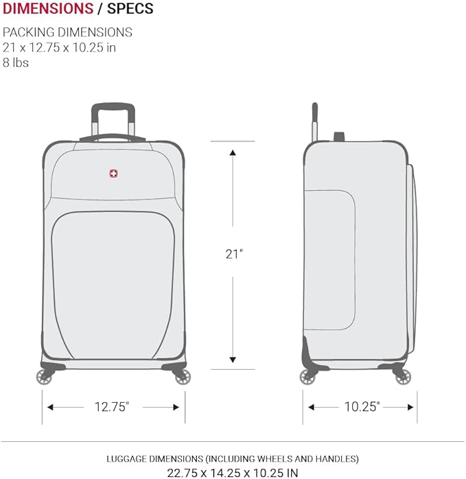 SWISSGEAR Sion Softside Expandable Spinner Luggage Durable Lightweight Travel Suitcase, Evergreen, Carry-On 21-Inch