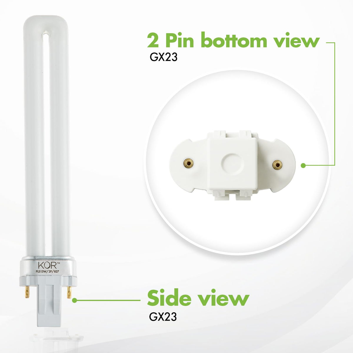 KOR (4 Pack) PL13S/27/ECO - Compact Fluorescent Plug-in - 13 Watt - 120 Volt - T4-2-Pin (GX23) - 2,700 Kelvin (Soft White)