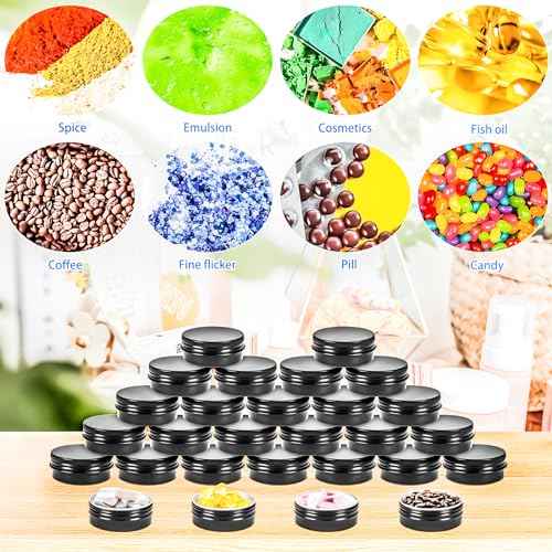 MotBach 24Pack 1oz Tin Jars, 30ml Metal Tin cans, 1Ounce Aluminum tin can jar Containers with Screw Lid for Lotion Bars, Toiletries, Creams, Samples, Makeup Cosmetic, Spices, Salve, Balms, Beard Balm