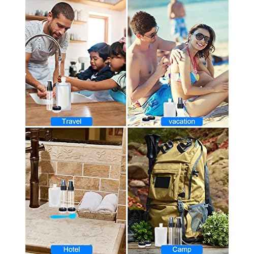 17 Pack Travel Pouches for Toiletries,TSA Approved,Travel Size Portable Containers,Stand Up Pouch,Refillable Travel Accessories for Shampoo Conditioner Lotion Soap Liquids (B-17pcs)