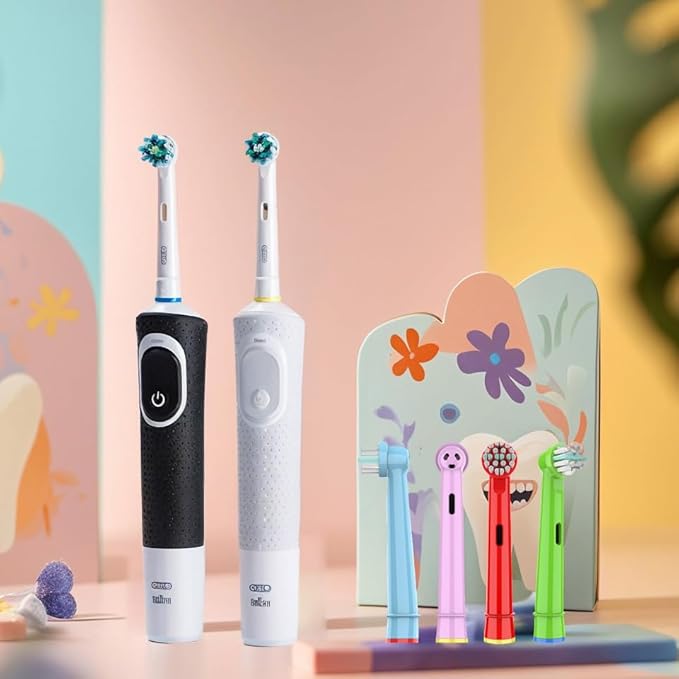 Kids Toothbrush Heads Compatible with Oral B - Electric Toothbrushes, Replacement Brush Heads with Protective Caps, 4/8/12/16 Pack (4)