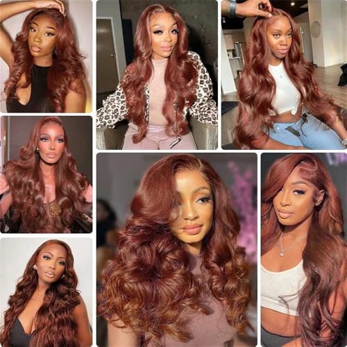 Reddish Brown 33 Human Hair Bundles 22 24 26 Inch Body Wave Bundles Human Hair Unprocessed 11A Brazilian Virgin Hair Weave 3 Bundles for Black Women