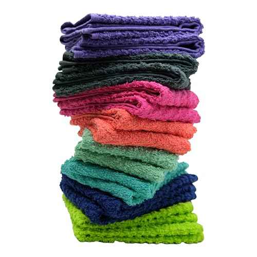 ZUPERIA Zigzag Multicolor Wash Cloths -16 Pack -12" x 12"- Highly Absorbent Soft Washcloths for Face, Gym Towels, Hotel Spa Quality, Reusable & Multipurpose Wash Cloth Towels