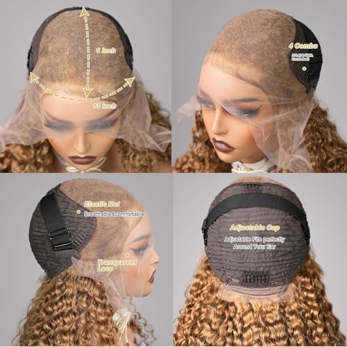 Honey Blonde Wig Deep Wave Lace Front Wig Human Hair Pre-Plucked Blonde 13x6 Hd Lace Front Wig 180% Density For Women