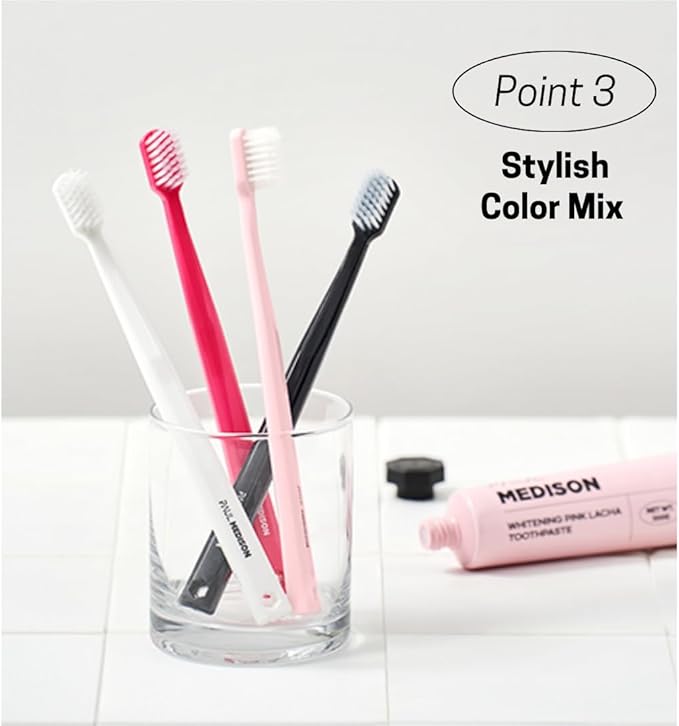 Extra Soft Toothbrushes for Adults, 20-Pack Ultra Fine Bristle Toothbrush Multipack with Covers | Small Head, Gentle on Sensitive Gums | Aesthetic Pink, Black & White Design