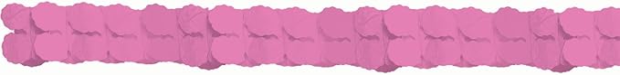 Bright Pink Paper Garland - 12' (1 Pc.) | Elegant & Versatile Decoration for Birthdays, Baby Showers, Weddings