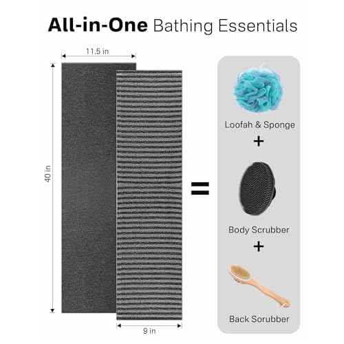 Yiclick 2 Pack Exfoliating Washcloth Towel - Body Scrubber Exfoliator, Loofah Sponge, Korean & Japanse & African Net Sponge Rag - Back Scrubber Washer for Use in Shower Bath