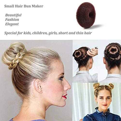 Extra Small Bun Makers for Kids, 6 PCS Chignon Donut Sock Forms for Girls, Mini Doughnut Shapers for Short and Thin Hair (2 Inch, Dark Brown)