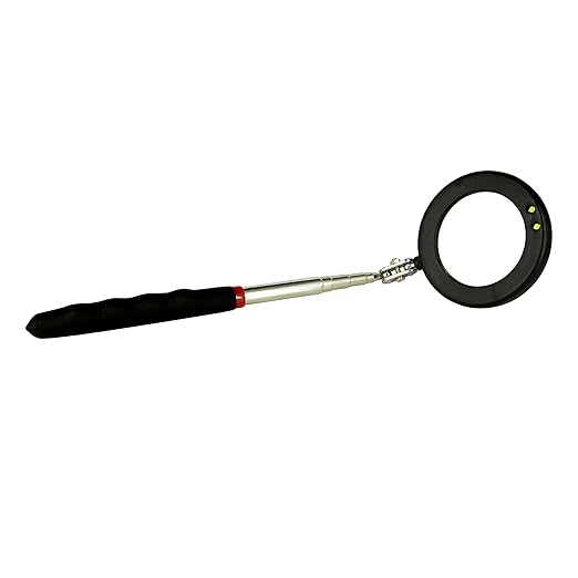 Telescoping Inspection Circular 360 Mirror with 2 LED Light Mirror and Mirror on a Stick and Extendable Mechanic Tool for Automotive Flexible Circular Mirror Diabetic Mirror for feet