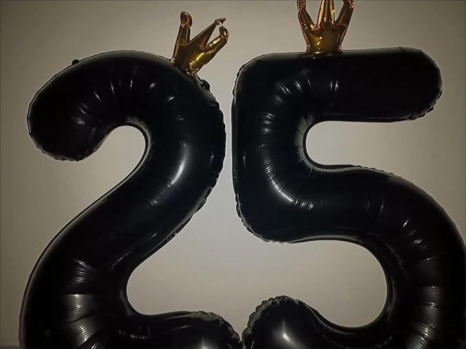 Black Number 5 Balloon with Crown, 40 inch Black Number Balloon 5th Birthday Party Decoration black Crown Balloons 0-9 for Birthday Party Anniversary Decorations Supplies