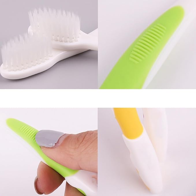 4Pcs Toothbrushes Soft Bristle Oral Care Tool Non-Slip Handle Training Brush for Ages with Comfortable Grip in Green Blue Yellow Red