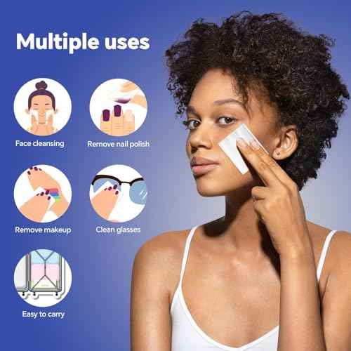 Square Cotton Pads for Face (475 Count) - 100% Pure Cotton, Soft Lint-Free Makeup Remover Pads for Facial and Eye Use, Double-Sided Design to Save Water and Hypoallergenic (75 Thick & 400 Ultra-Thin)