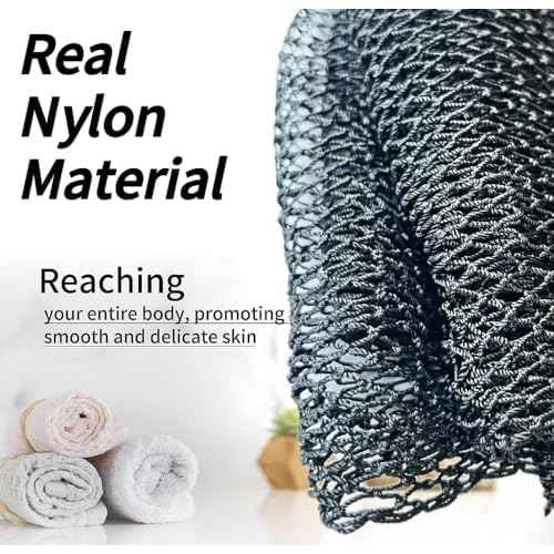 African Net Sponge Authentic, African Exfoliating Sponge Real African Net Black Owned, African Bath Sponge Back Scrubber, Body Exfoliator Shower Bath Accessories (Black)